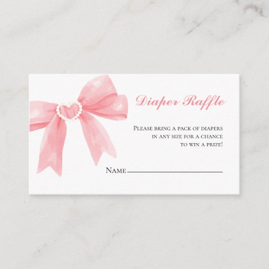 Roze boog rozen preppy baby shower Luier Raffle Informatiekaartje (Voorkant)