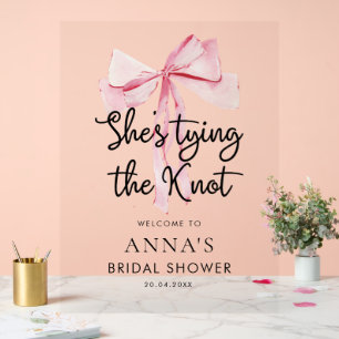 Roze Boog Tying The Knot Vrijgezellenfeest Acryl Bord