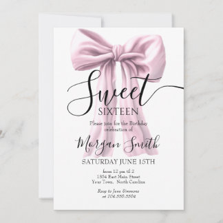 Roze boog Verjaardag Uitnodiging, Sweet Sixteen Kaart