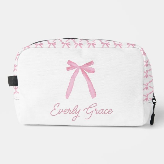 Roze boog Waterverf lint gepersonaliseerd Toilettasje (Voorkant)