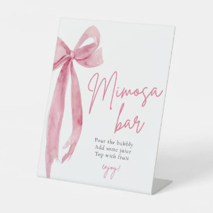 Roze boog Ze is het vastbinden van de knoop Mimosa Reclamebord Met Voetstuk