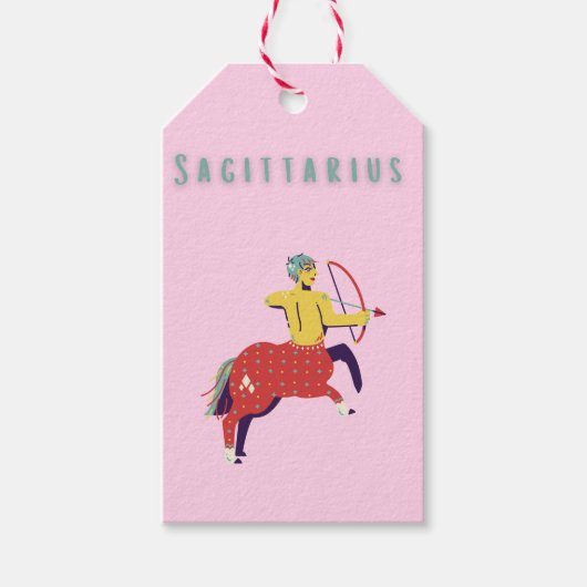 Roze Boogschutter, sterrenbeeld, sterrenbeeld Cadeaulabel (Voorkant)