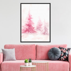 Roze Boom Muurkunst – Elegante Bloemrijke Huis Dec Canvas Afdruk
