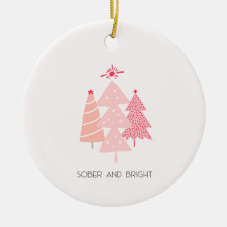 Roze Boom Sobriety Christmas Keramisch Ornament
