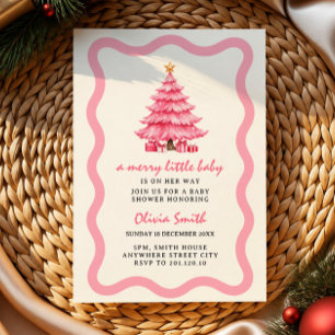 Roze boom vrolijke kleine baby meisje shower uitno kaart