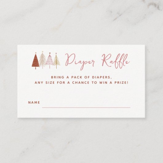 Roze Boom Winter Baby Shower Luiers Raffle Kaarten (Voorkant)