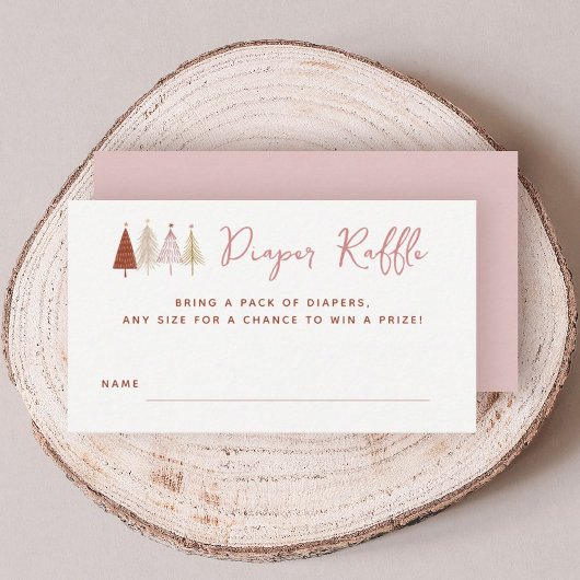 Roze Boom Winter Baby Shower Luiers Raffle Kaarten