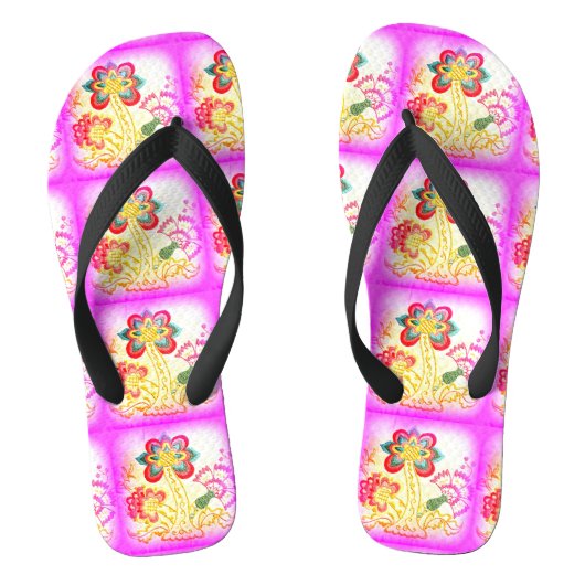 roze boompalmen teenslippers (Voetbed)