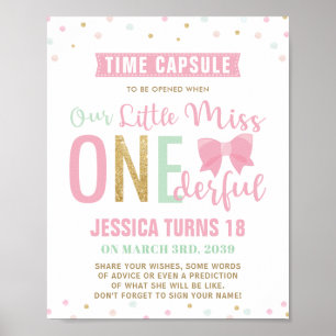 Roze boot Miss ONEderful Birthday Time Capsule Sig Poster