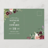 Roze, bordeaux en vijgenbloesem bewaren de datum g briefkaart (Achterkant)