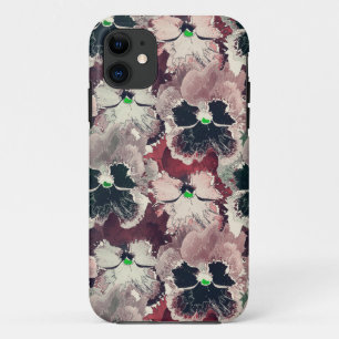 Roze, bordeauxrode waterverf bloemen iPhone 11 hoesje