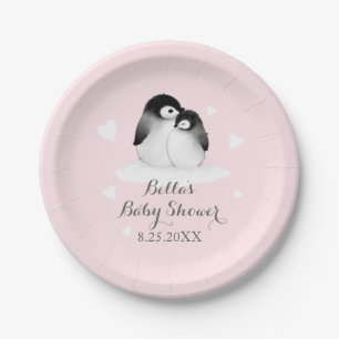 Roze Borden pinguïn Papieren Bordje