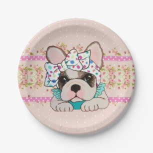 Roze Borden van bulledog Paper Papieren Bordje