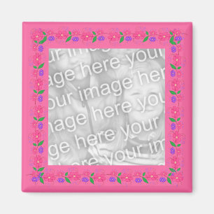 Roze Border Flowers 012 Photo Magnet Magneet