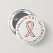 Roze Borstkanker 21 jaar Ronde Button 5,7 Cm (Voorkant /achterkant)