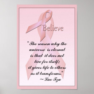 Roze borstkanker geloof Poster Lao Tzu Quote