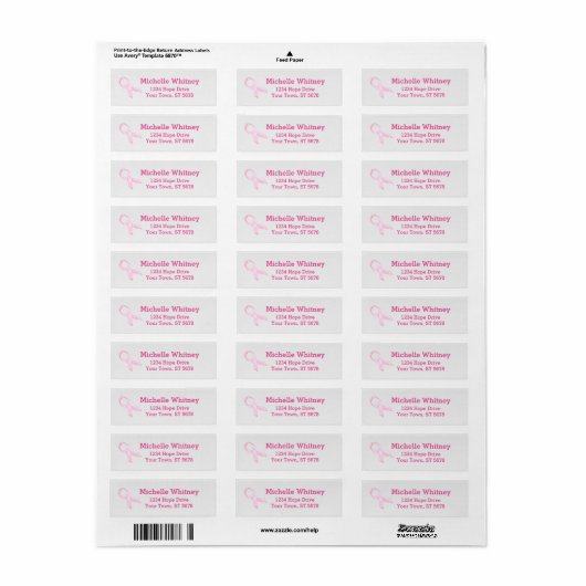 Roze borstkanker lint etiket (Full Sheet)