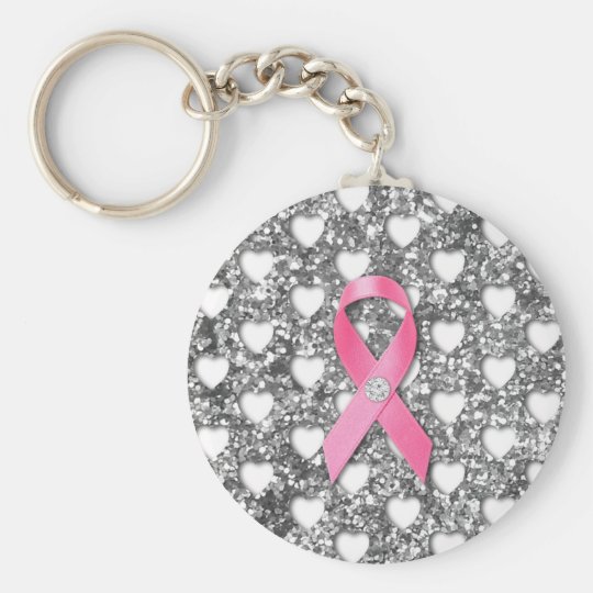 Roze borstkanker lint glitter-blik sleutelhanger |