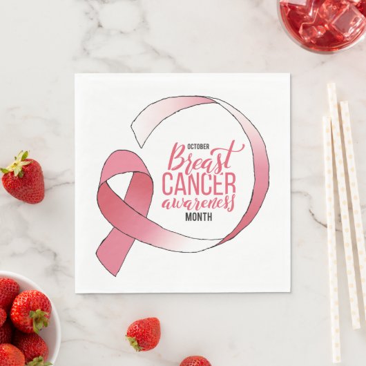 Roze borstkanker linttekening BCA maand Servet (Insitu)