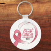 Roze borstkanker linttekening BCA maand Sleutelhanger (Voorkant)