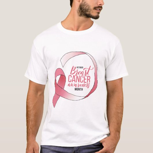 Roze borstkanker linttekening BCA maand T-shirt (Voorkant)