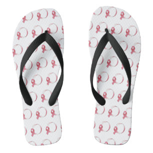 Roze borstkanker linttekening BCA maand Teenslippers