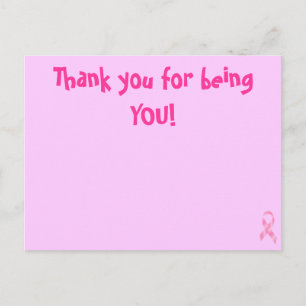 Roze borstkankerlint Dank u Briefkaart