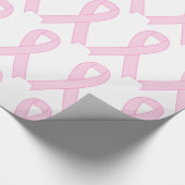 Roze borstkankerwaarschuwing lint cadeaupapier (Hoek)