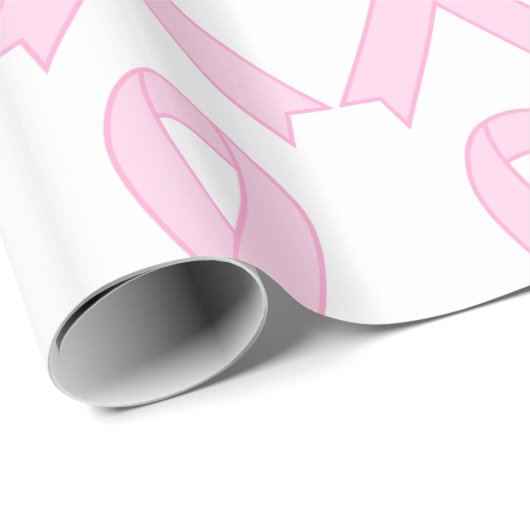Roze borstkankerwaarschuwing lint cadeaupapier (Rol Hoek)