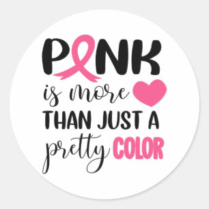 Roze borstkankerwaarschuwing lint ronde sticker