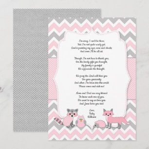 Roze bos dier baby shower dank je kaart