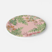 Roze bos Kikker bij de paddenstoel Rustige picknic Papieren Bordje (Gekanteld)