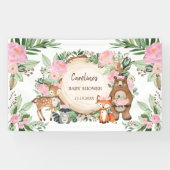Roze bosrijke Baby shower Spandoek (Horizontaal)