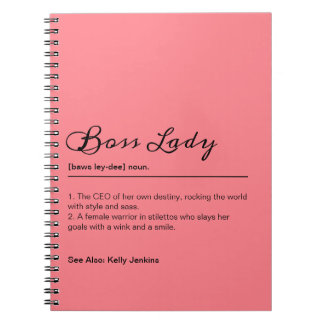 Roze Boss Lady Definitie Custom Name Gift voor haa Notitieboek