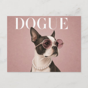 Roze Boston Terrier-hond Covergirl Briefkaart