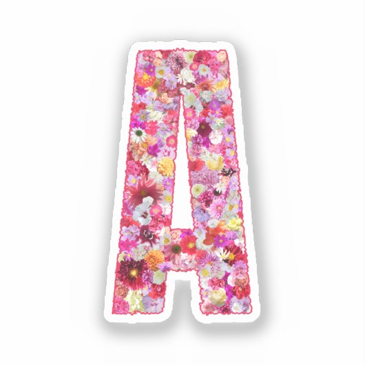 Roze botanisch monogram bloemletter A initiaal Sticker (Voorkant)