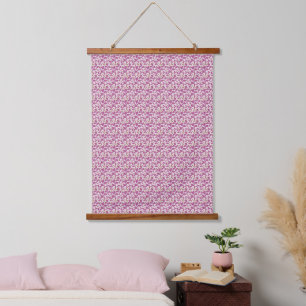 Roze botanisch slingerpatroon bloemig natuurontwer hangend wandkleed