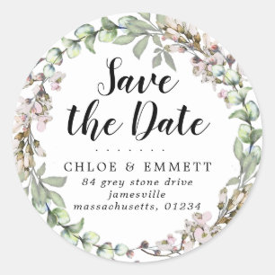 Roze botanisch sparen de Etiketten van het Adres v