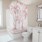 Roze  Botanische Kunst Douchegordijn (In situ)