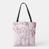 Roze  Botanische Kunst Monogram Draagtas (Achterkant)