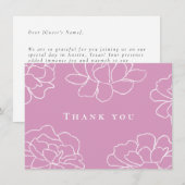 Roze Botanische Moderne Trouw Dankkaart Kaart (Voorkant / Achterkant)