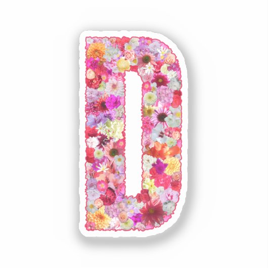 Roze botanische monogram bloem letter D initiaal Sticker (Voorkant)