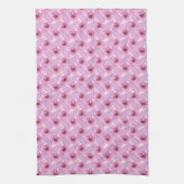 Roze botanische waterverf Bloemige Natuur Design B Theedoek (Verticaal)