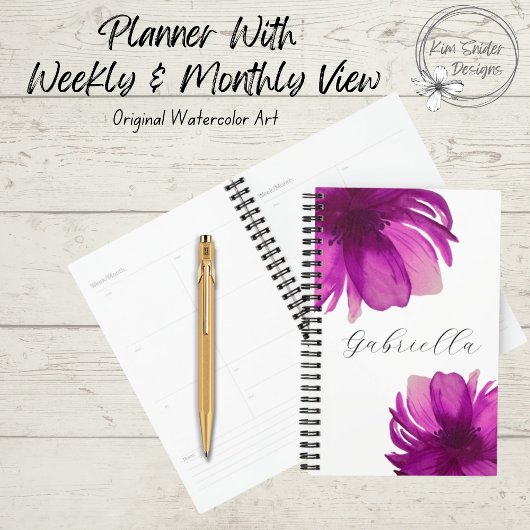 Roze botanische Waterverf Planner