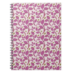 Roze botanische wijnstokpatroon Elegant bloemenb Notitieboek