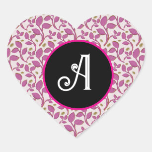 Roze botanische wijnstokpatroon Elegante bloemen Hart Sticker