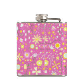 Roze Botanische Wildbloem Bloemen Heupfles (Achterkant)