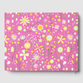  roze botanische wilde bloemen bruiloft gastenboek (Achterkant)