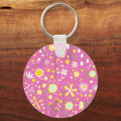 roze botanische wilde bloemen Sleutelhanger (Voorkant)