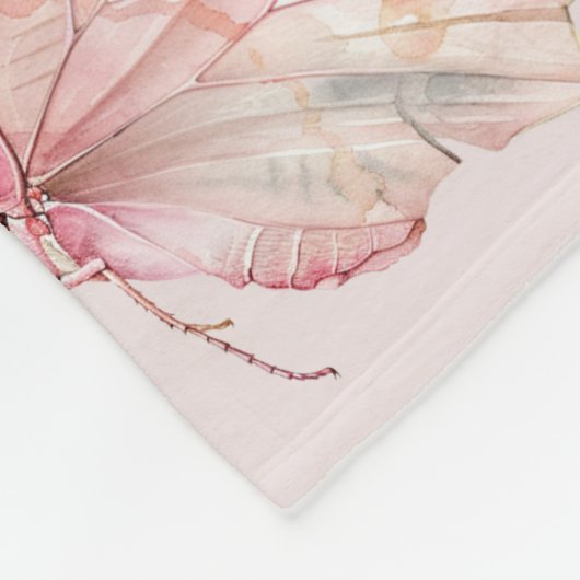 roze botervliegen fleece deken (Hoek)